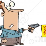 5713-man-shooting-a-dud-gun-with-a-bang-flag-clipart-illustration